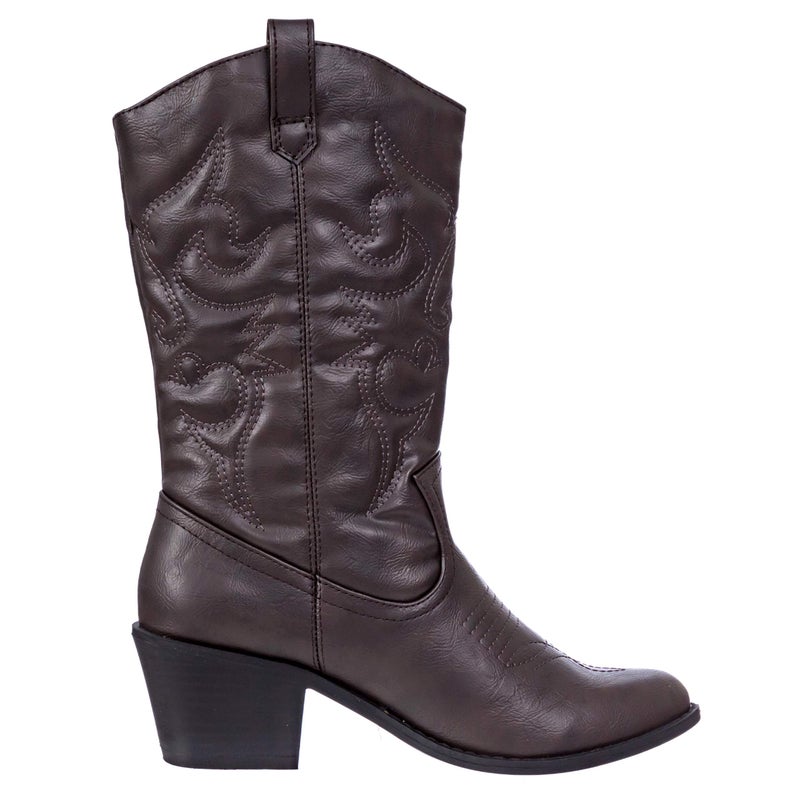 Charles Albert Womens Embroidered Modern Western Cowboy Boot, Brown, 10 - Image 2
